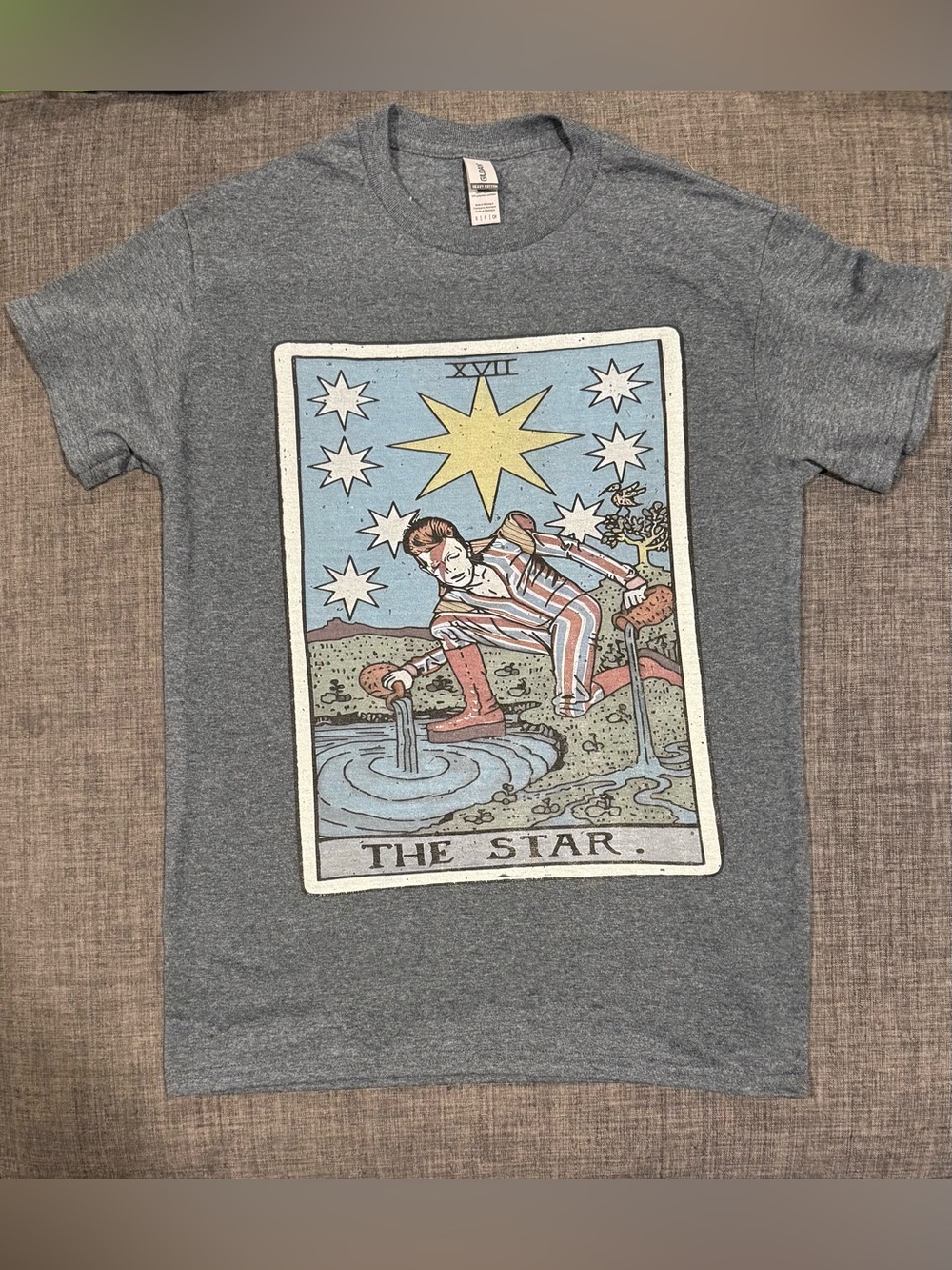 David Bowie Ziggy Stardust Graphic Tee - 'The Star' Tarot Print